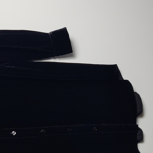 EILEEN FISHER Black Velvet Collared Silk Long Shirt Size Small - Picture 2 of 16